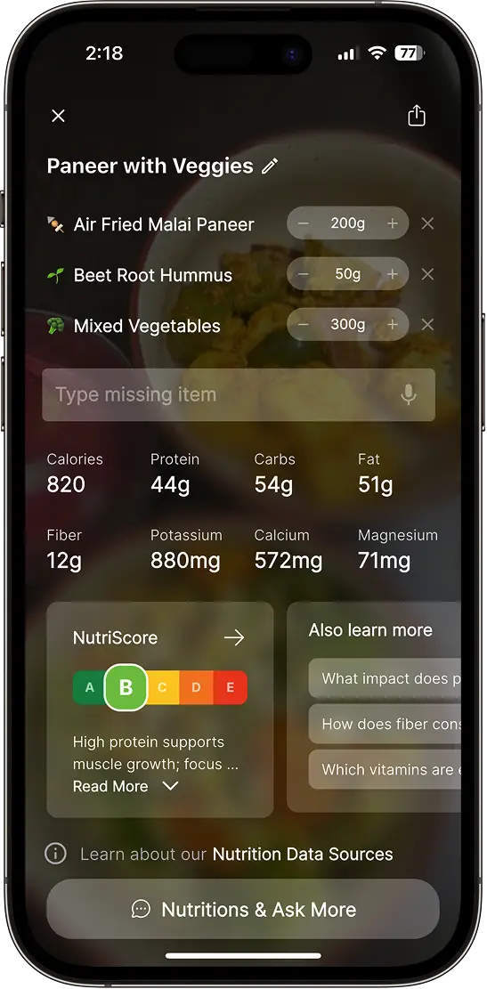 NutriScan macro nutrition tracking